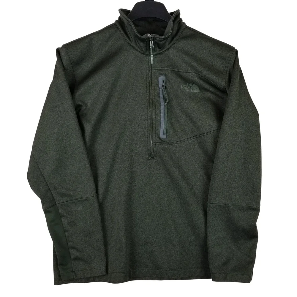 The North Face Mens XL Quarter‎ Zip Fleece Pullover Jacket Forest Green Heather